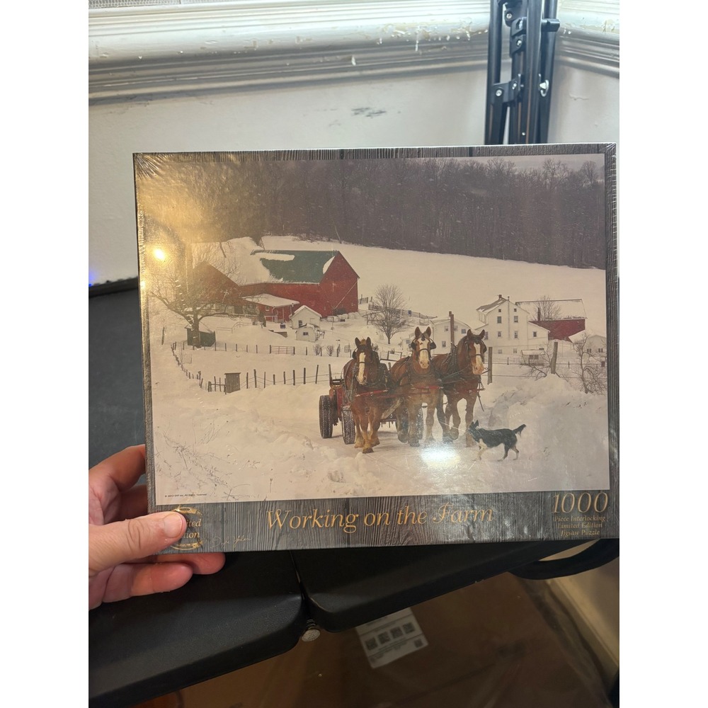 DYP Inc Working on the Farm 1000 Piece Jigsaw Puzzle Horses Winter Scene 2012